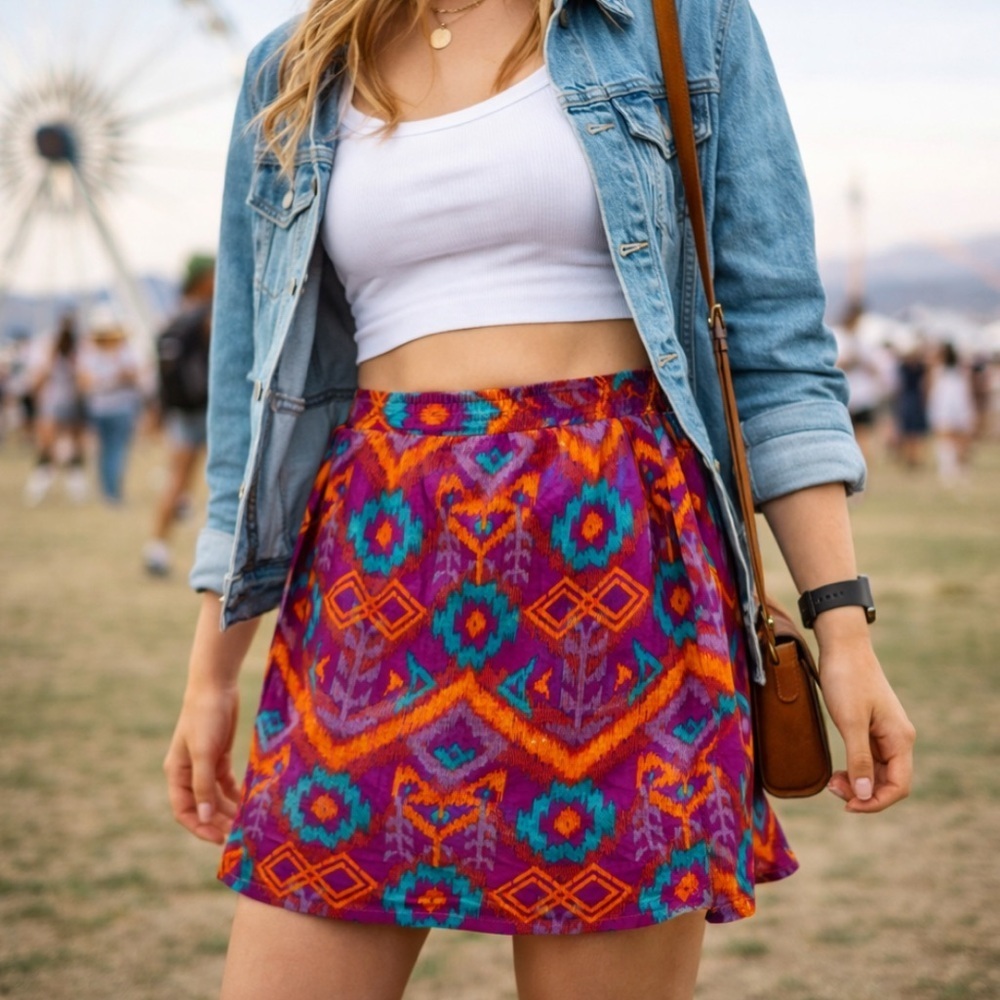 KAVU South Beach Skirt
Jewel Ikat Print
Size Small